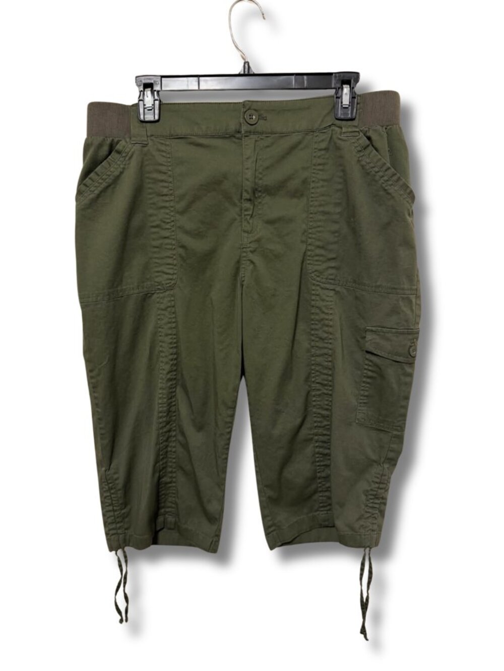 CJ Banks Olive Green Cargo Utility Capri Pants Size 16W